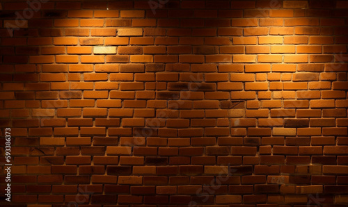 Red orange brick wall texture. Texture of old brown and red brick wall. Top view brick pattern on the wall. Generative AI.