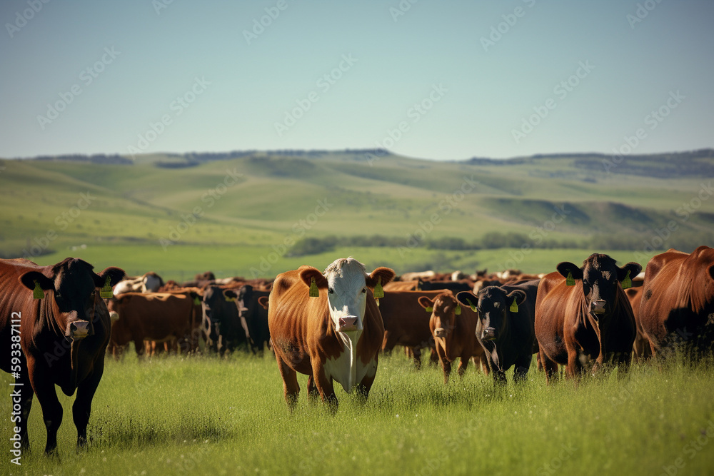 Cattle in the field - agribusiness - AI Technology Cattle in the field - agribusiness - AI Technology