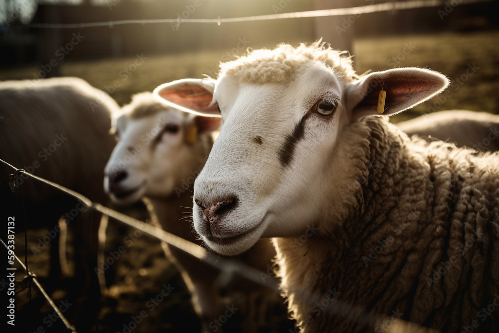 Sheep and lambs in the farm - AI Technology