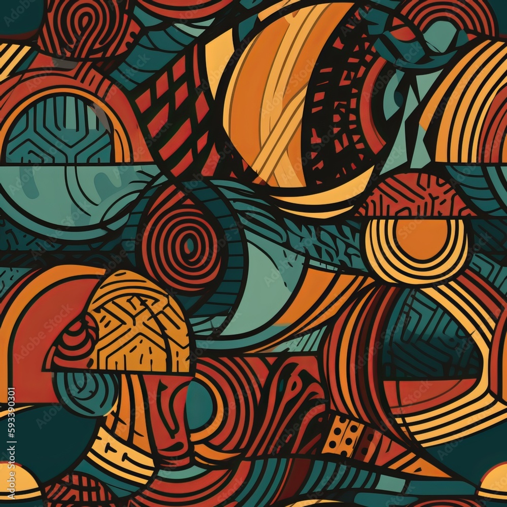 Fototapeta premium Seamless Bold Tribal-Inspired Shapes in a Modern Twist