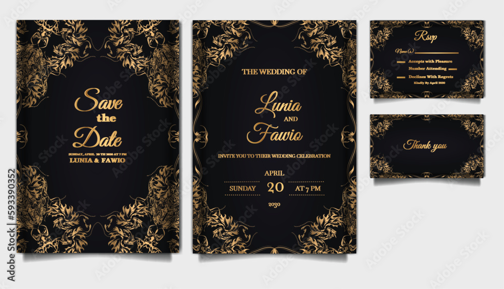 Naklejka premium luxury wedding invitation cards