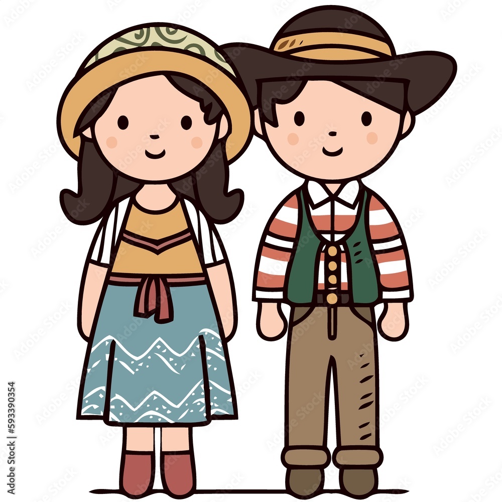 two kids at festa junina created with Generative AI technology two kids at festa junina created with Generative AI technology