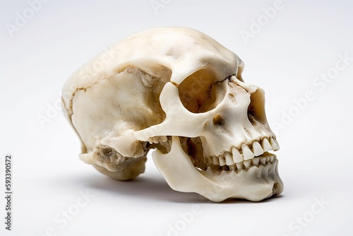 human skull on a plain white background. Generative AI