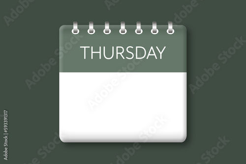 Thursday - Calendar icon of a weekday on a green background