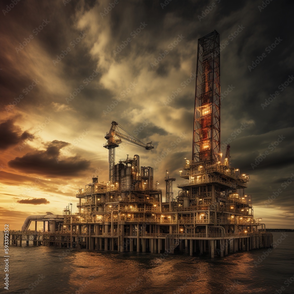 Obraz premium oil and gas industry in powerful HDR processing effect. generative ai