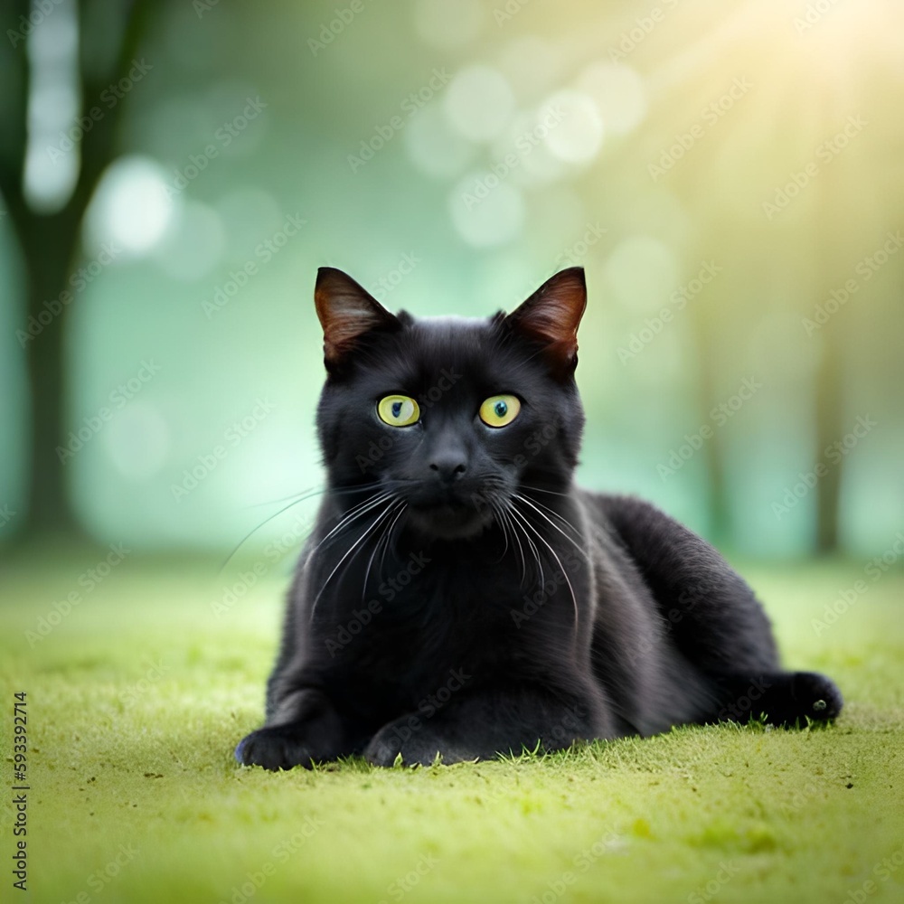 Cute black cat, Cute cat in the garden
