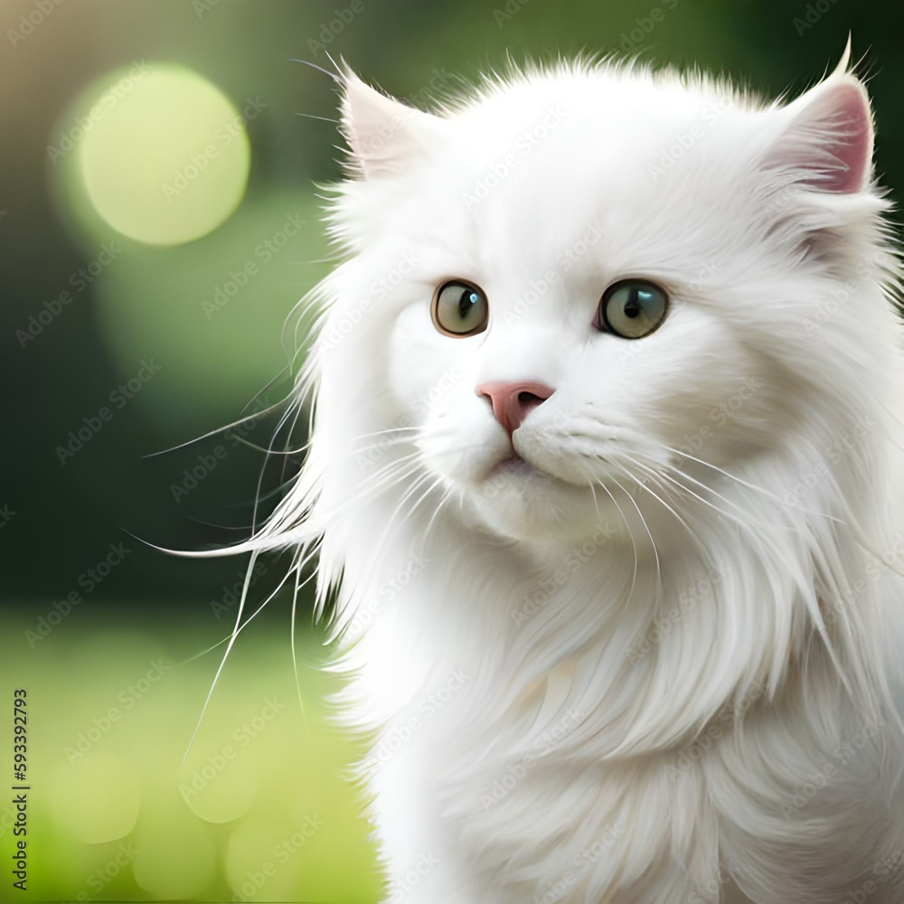 Cute white cat, Cute cat in the garden