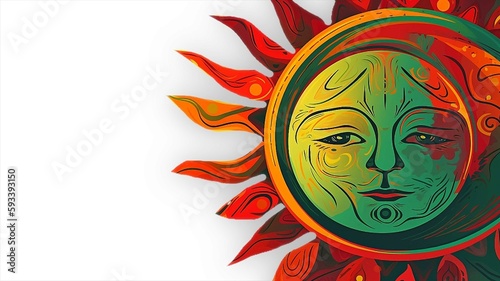 Colorful sun design on white background  generative ai 