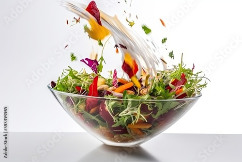 colorful salad in a glass bowl. Generative AI