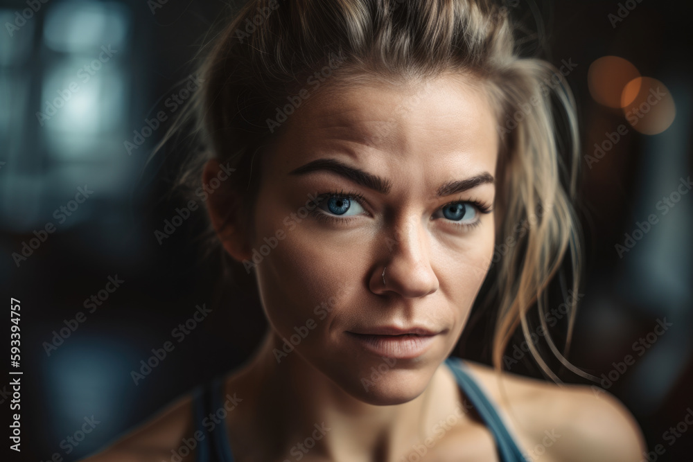 beautiful woman life coach with a strong and athletic physique, wearing