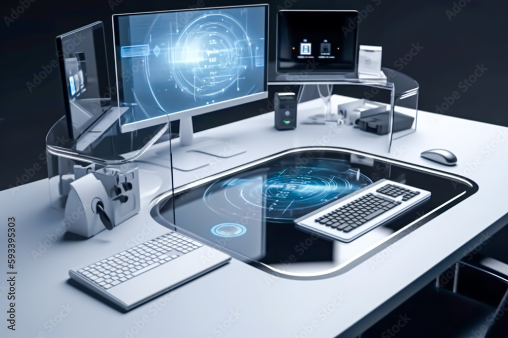 Fototapeta premium smart desk of the future, design, generative ai