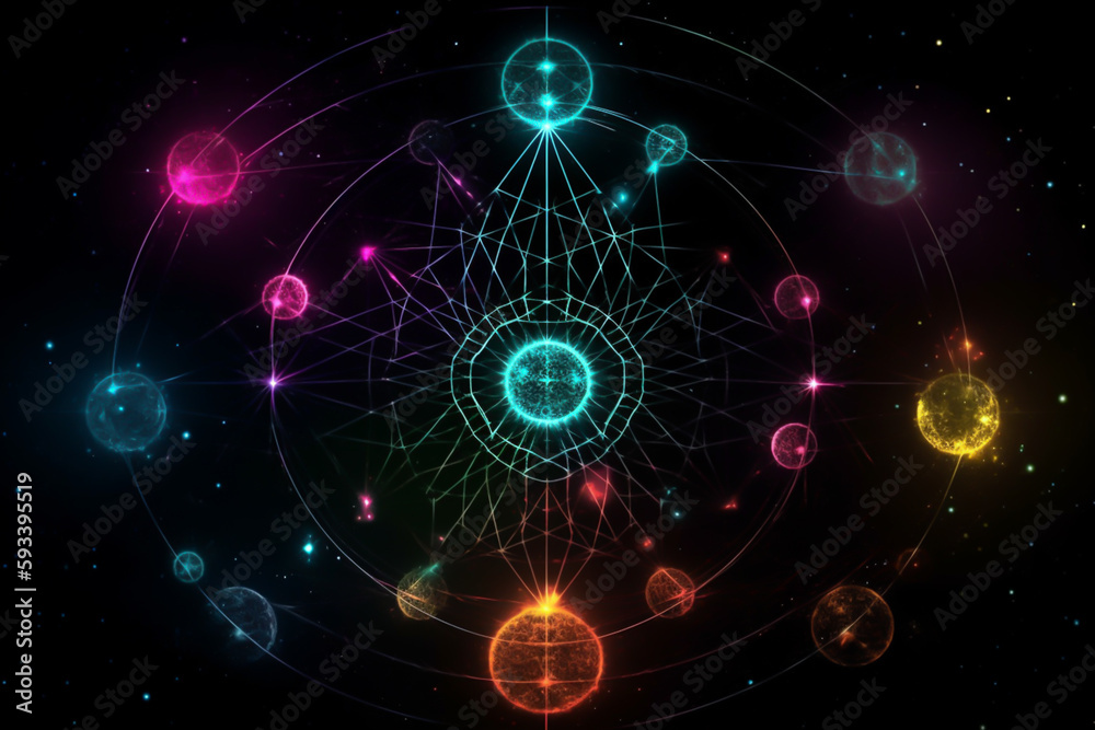 Fototapeta premium light codes are energy patterns sacred geometries , generative ai