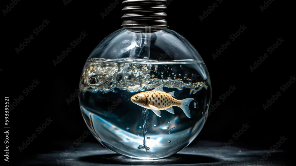 light bulb with a fish in water, generative ai light bulb with a fish in water, generative ai