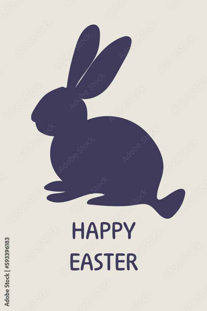 Fototapeta premium Happy Easter banner. Trendy Easter design with typography, hand painted strokes and dots, eggs and bunny in pastel colors. Modern minimal style. Greeting card, header for website