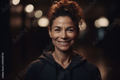 Portrait of a smiling woman in sportswear looking at camera