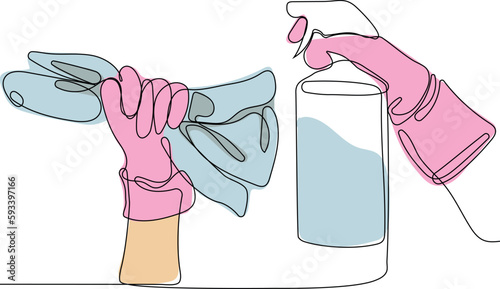 Home cleaning service landing page design concept, illustration of janitors with cleaning tools. Vector illustration