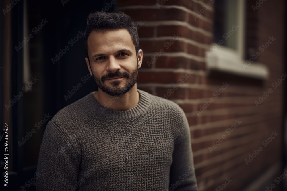 Portrait of a handsome young man with a beard in a sweater Portrait of a handsome young man with a beard in a sweater