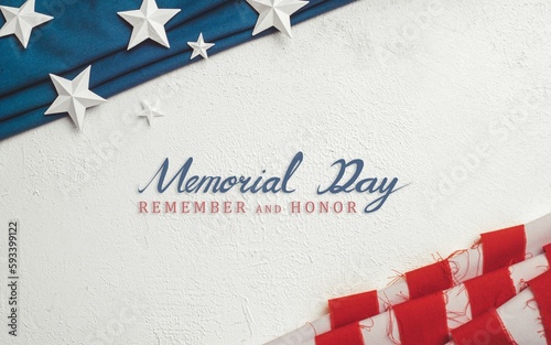 Fotografie memorial day background, united states flag, with remember and honor posters