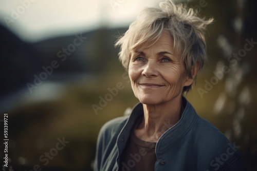 Portrait of a smiling senior woman looking at the camera in nature