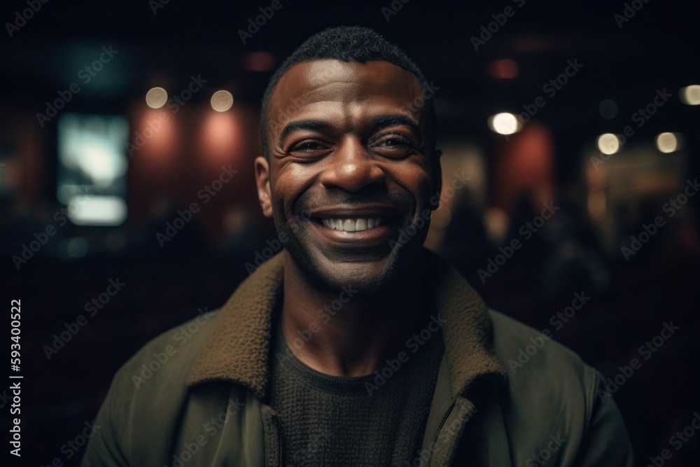 Portrait of a smiling african american man in a pub