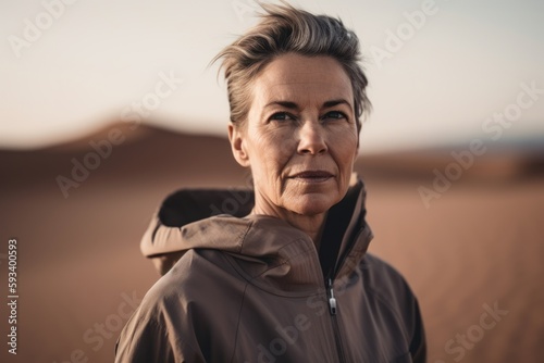 Portrait of middle-aged woman in the middle of the desert © Robert MEYNER