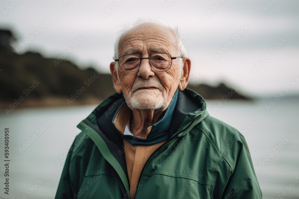 Portrait of senior man with eyeglasses standing on the beach Portrait of senior man with eyeglasses standing on the beach