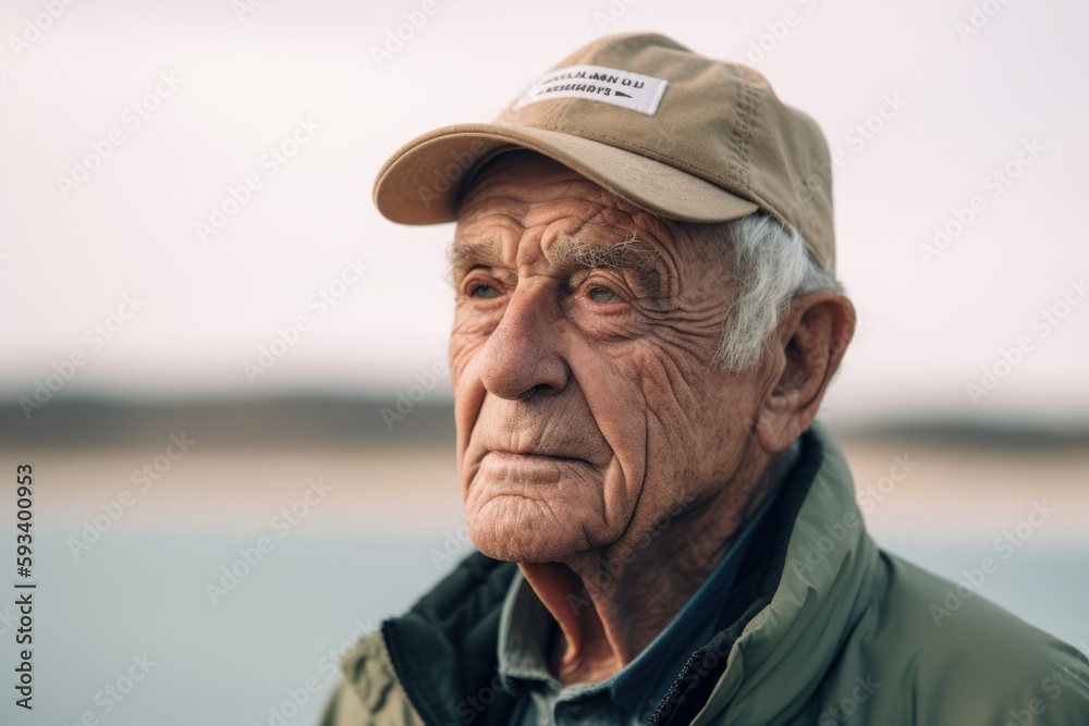 Portrait of an elderly man in a cap on the beach. Portrait of an elderly man in a cap on the beach.