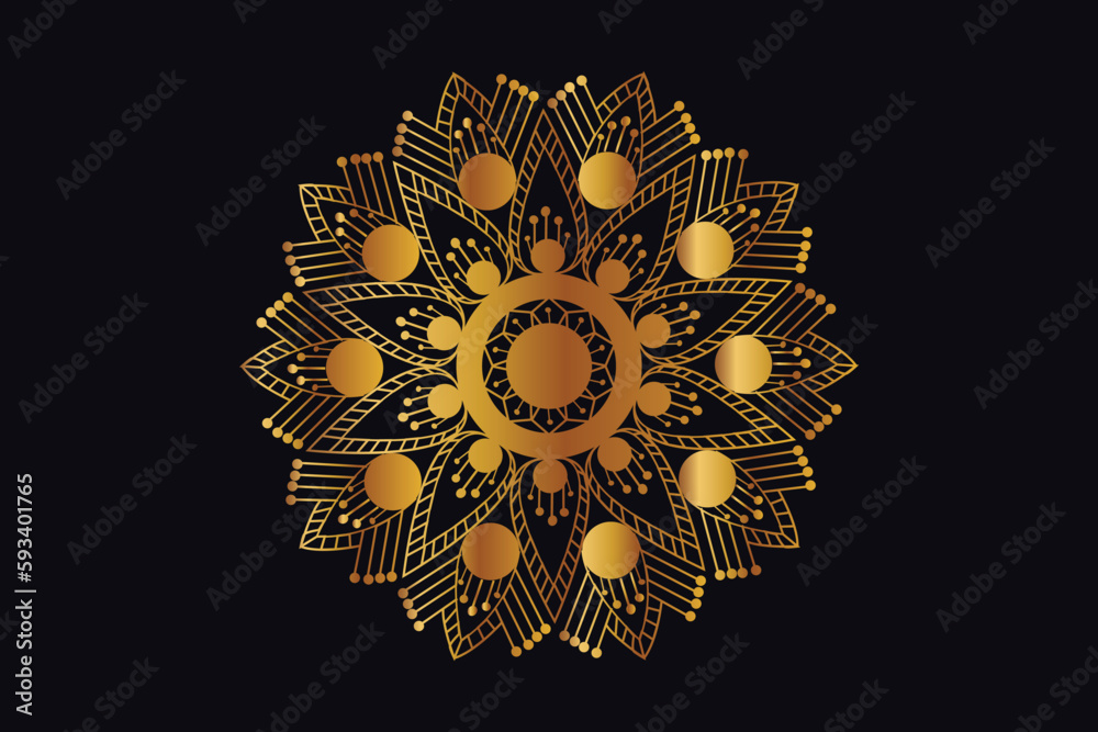 Luxury golden arabesque style mandala pattern background. Mandala template for page decoration cards, books, fabric, textiles, and wallpaper. Islamic background design.