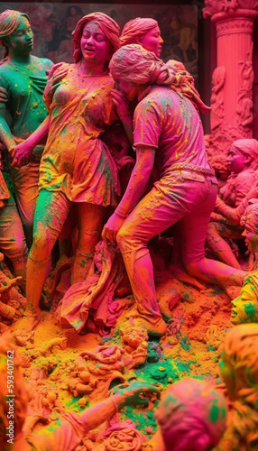 hindu Celebration of Holi Color Paints