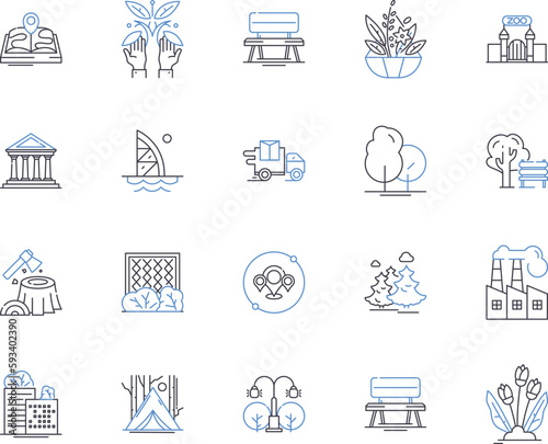 Smart garden outline icons collection. Smart, Garden, Automated, Intelligent, Connected, Planting, Watering vector and illustration concept set. Monitoring, Soil, Growing linear signs