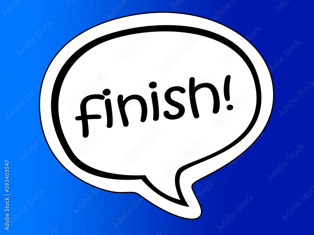 Finish speech bubble isolated on the blue background.
Finish speech bubble isolated on the blue background.