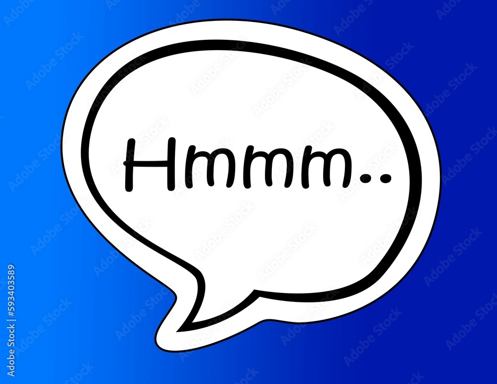 Hmm text word speech bubble isolated on the blue background.
Hmm text word speech bubble isolated on the blue background.