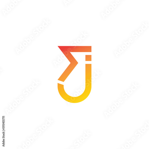 letter sj linked geometric gradient logo vector