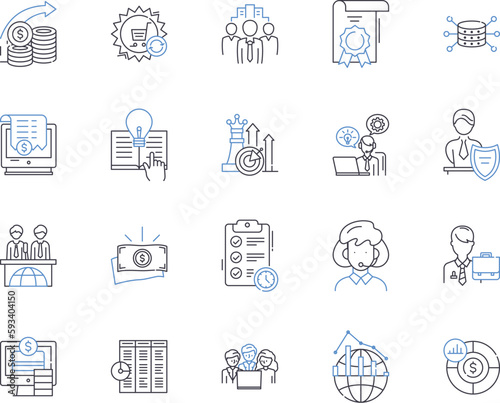 Stocks and bonds outline icons collection. stocks, bonds, investment, securities, equity, debt, market vector and illustration concept set. exchange, trading, broker linear signs