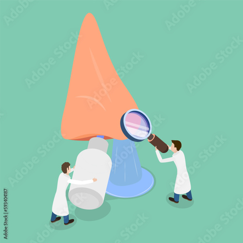 3D Isometric Flat Vector Conceptual Illustration of Nasal Irrigation, Rinsing Nose with Saline