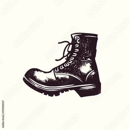 Vintage logo of a boot. an old-school logo of a cowboy shoe. Aesthetic retro logo of military shoes isolated on white background. vector logo.