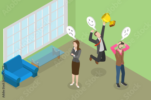 3D Isometric Flat Vector Conceptual Illustration of Jealousy, Angry Envy Persons photo