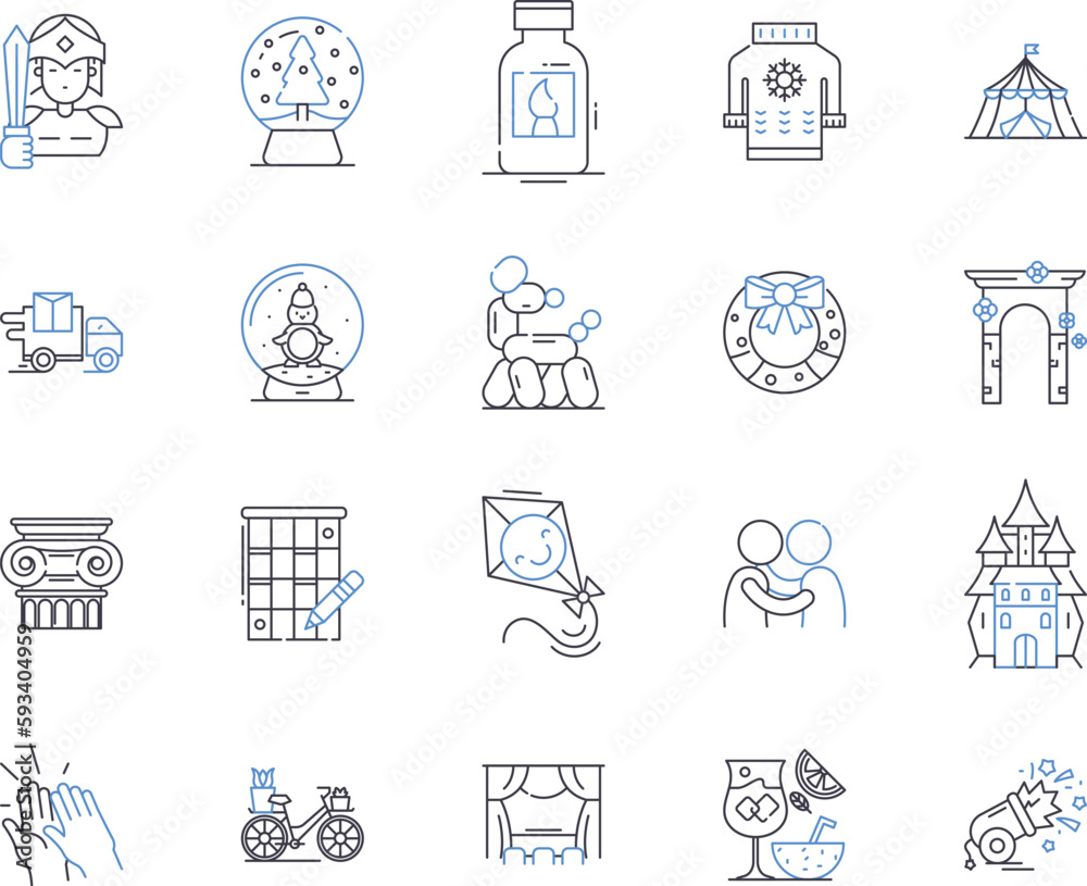 Creative leisure outline icons collection. Crafting, Painting, Reading, Sewing, Singing, Collecting, Writing vector and illustration concept set. Drawing, Knitting, Baking linear signs