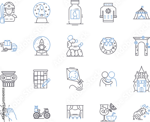 Creative leisure outline icons collection. Crafting, Painting, Reading, Sewing, Singing, Collecting, Writing vector and illustration concept set. Drawing, Knitting, Baking linear signs