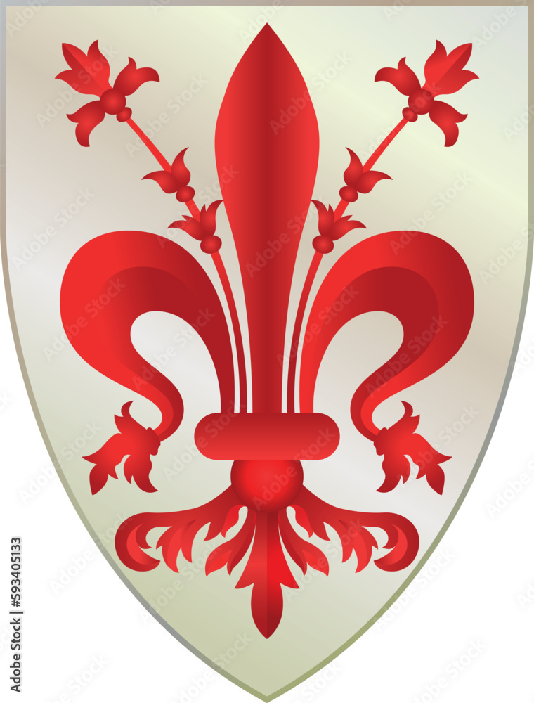 Florence, coat of arms with lily symbol, Italy, vector illustration