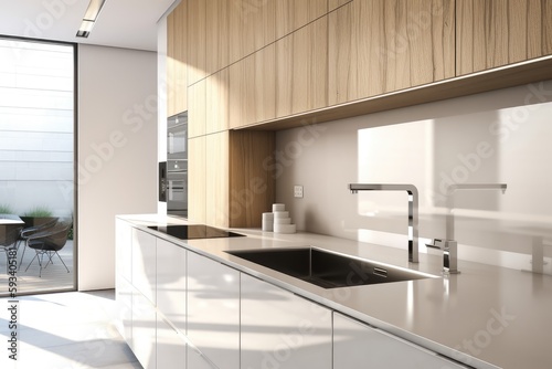 modern kitchen with a minimalist design. Generative AI