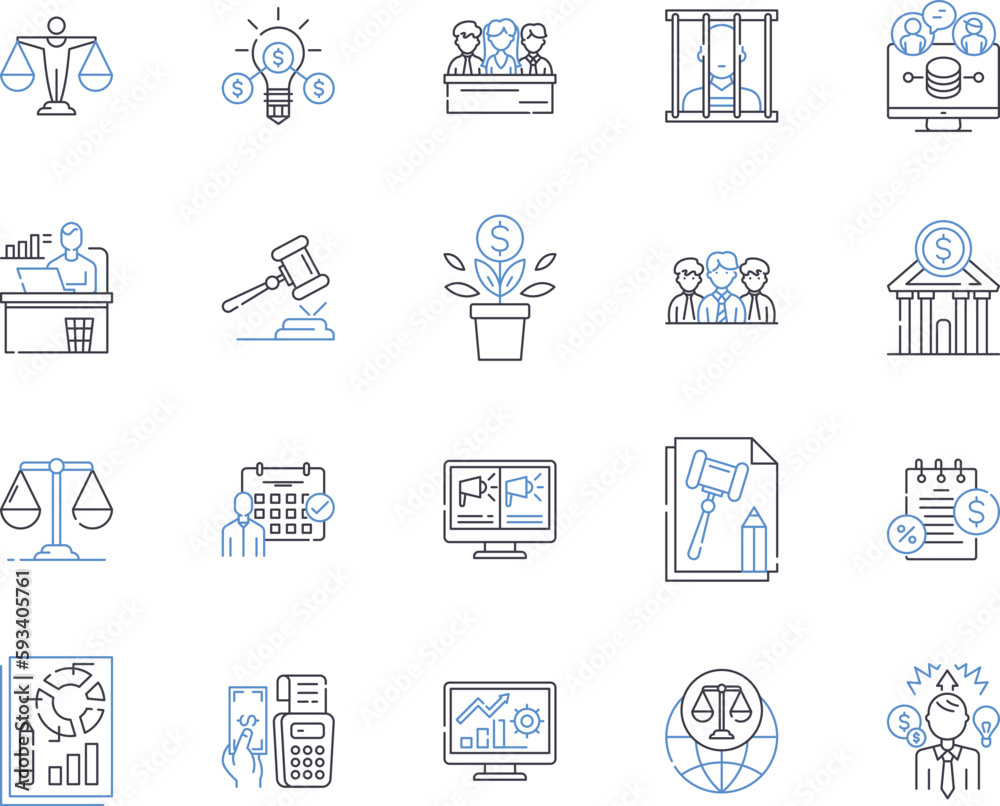 Outsourcing management outline icons collection. Outsourcing, management, vendor, procurement, partner, service, resources vector and illustration concept set. expertise, control, contract linear