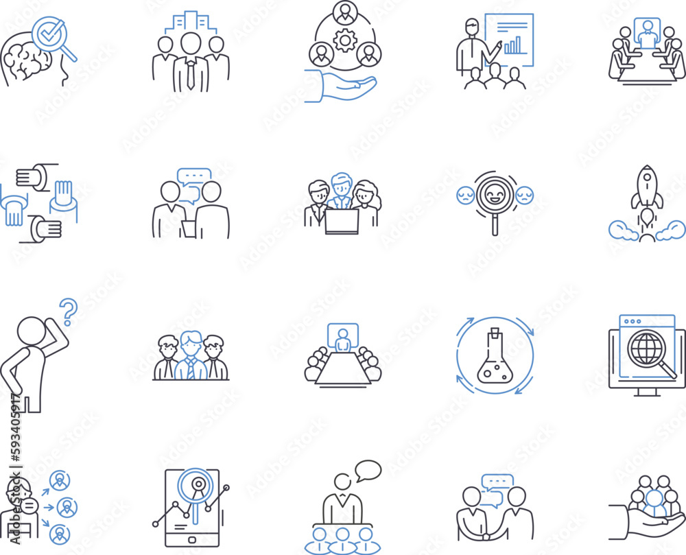 Teambuilding icons outline icons collection. Team, building, icons, symbols, iconography, illustrations, drawings vector and illustration concept set. shapes,connections,collaboration linear signs
