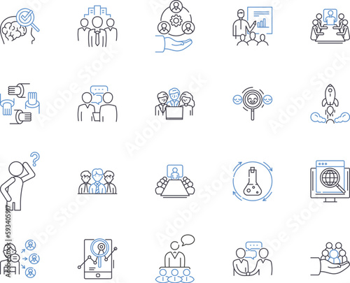 Teambuilding icons outline icons collection. Team, building, icons, symbols, iconography, illustrations, drawings vector and illustration concept set. shapes,connections,collaboration linear signs