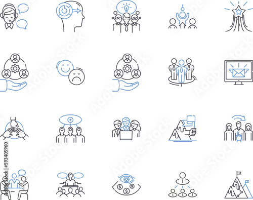 Team networking outline icons collection. Networking, Team, Collaboration, Connecting, Partnership, Discussion, Union vector and illustration concept set. Communication,Association,Interaction linear
