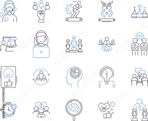 Education business outline icons collection. Education, Business, Learning, Training, Schools, Colleges, Classes vector and illustration concept set. Instructors, Tutors, Certification linear signs