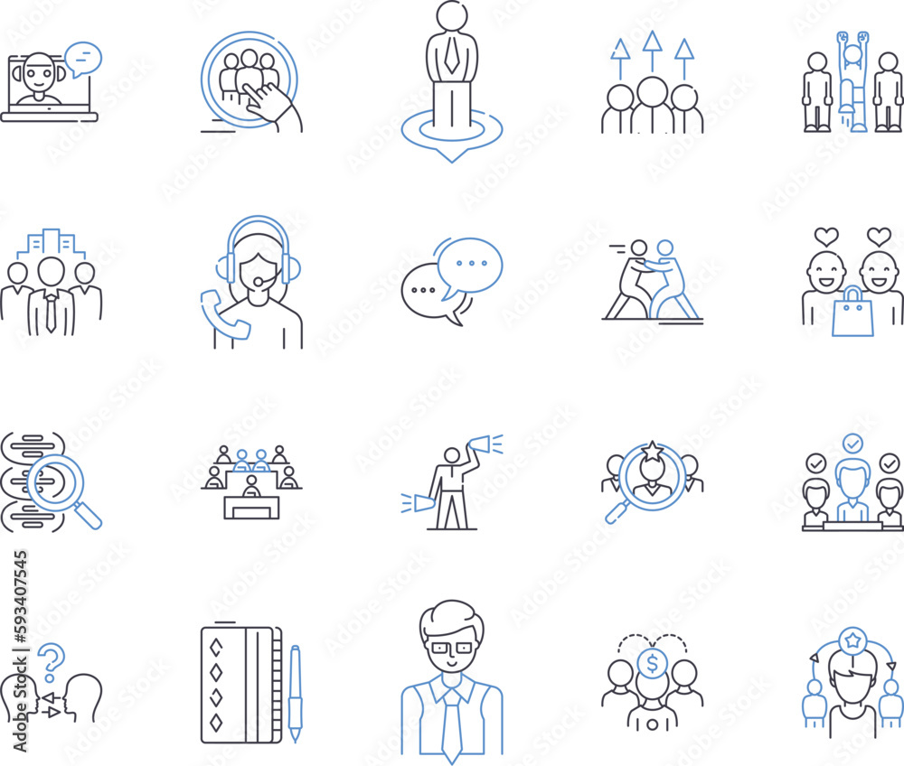 Virtual meeting outline icons collection. Online, Conferencing, Videoconferencing, Webinar, Teleconferencing, Zoom, Hangout vector and illustration concept set. Collaboration, Gatherings, Webcasting Virtual meeting outline icons collection. Online, Conferencing, Videoconferencing, Webinar, Teleconferencing, Zoom, Hangout vector and illustration concept set. Collaboration, Gatherings, Webcasting