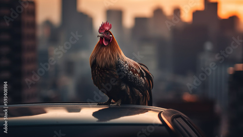 Canvas Print animals in the city - chicken