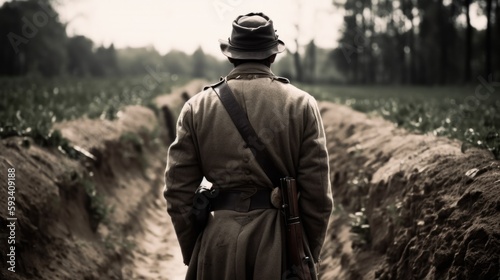 Foto Soldier in The American Civil War, generative ai