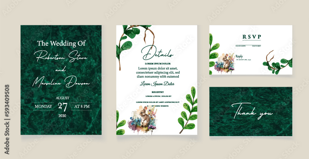 Elegant wreath leaves gold wedding CARD invitation TEMPLATE